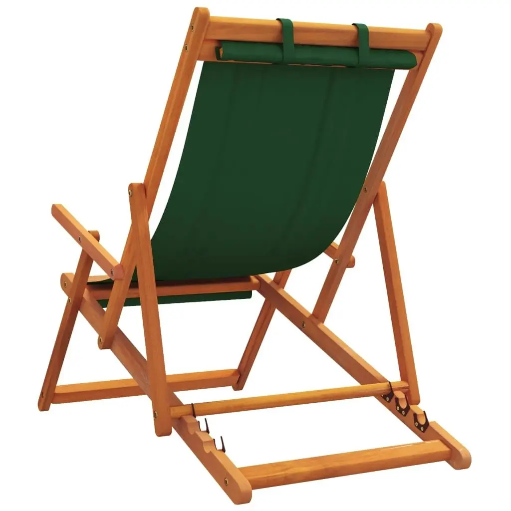 Folding Beach Chairs 2 pcs Green Fabric 3214485