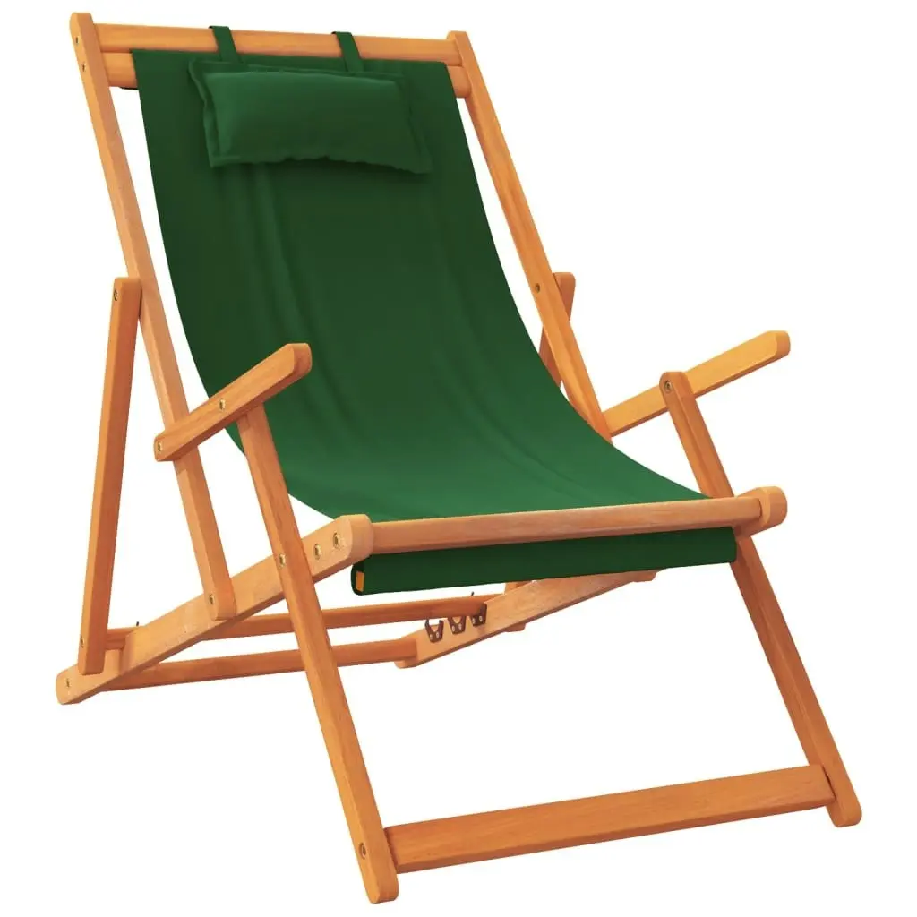 Folding Beach Chairs 2 pcs Green Fabric 3214485