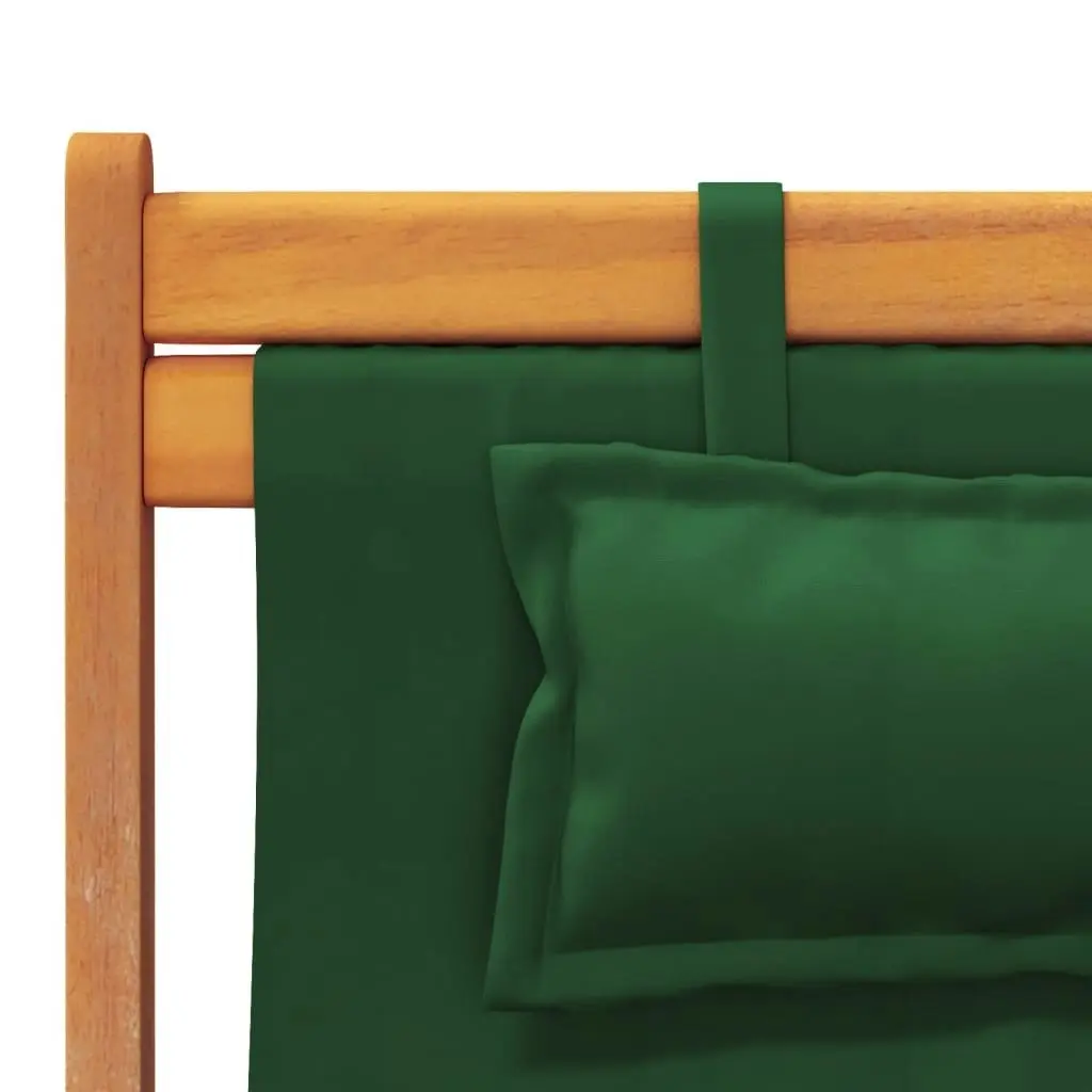 Folding Beach Chairs 2 pcs Green Fabric 3214485