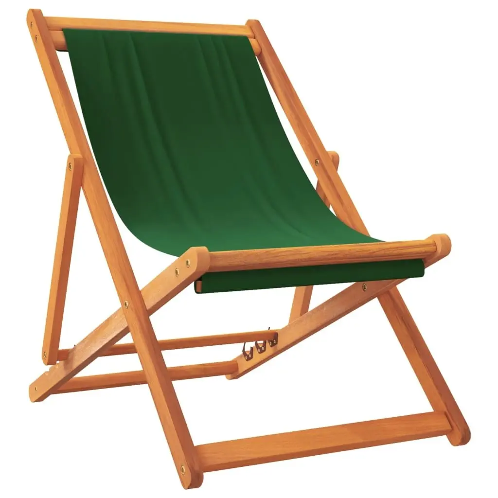 Folding Beach Chairs 2 pcs Green Fabric 3214496