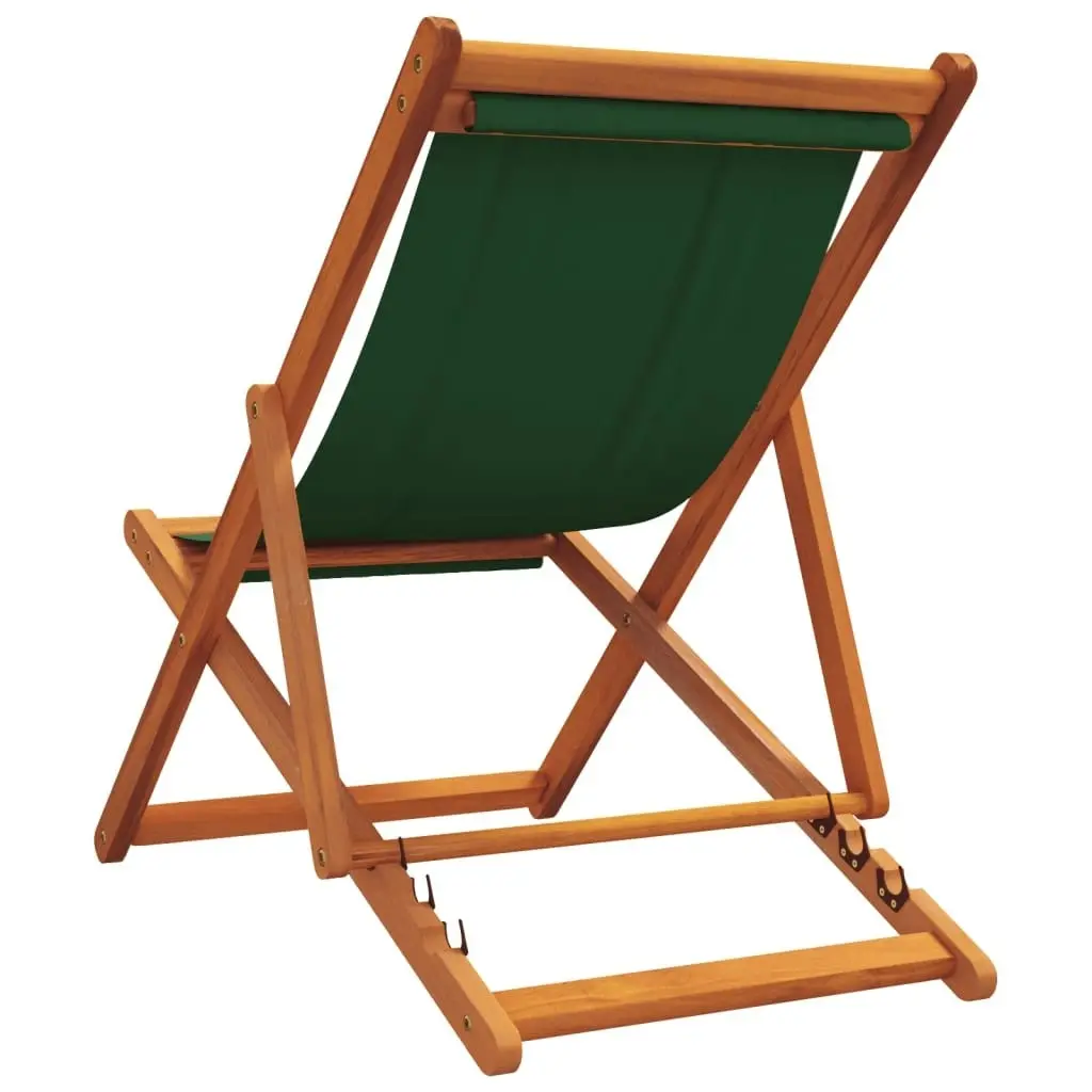 Folding Beach Chairs 2 pcs Green Fabric 3214496