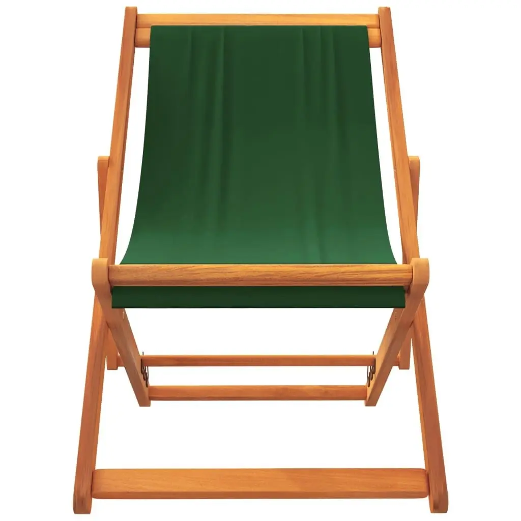 Folding Beach Chairs 2 pcs Green Fabric 3214496