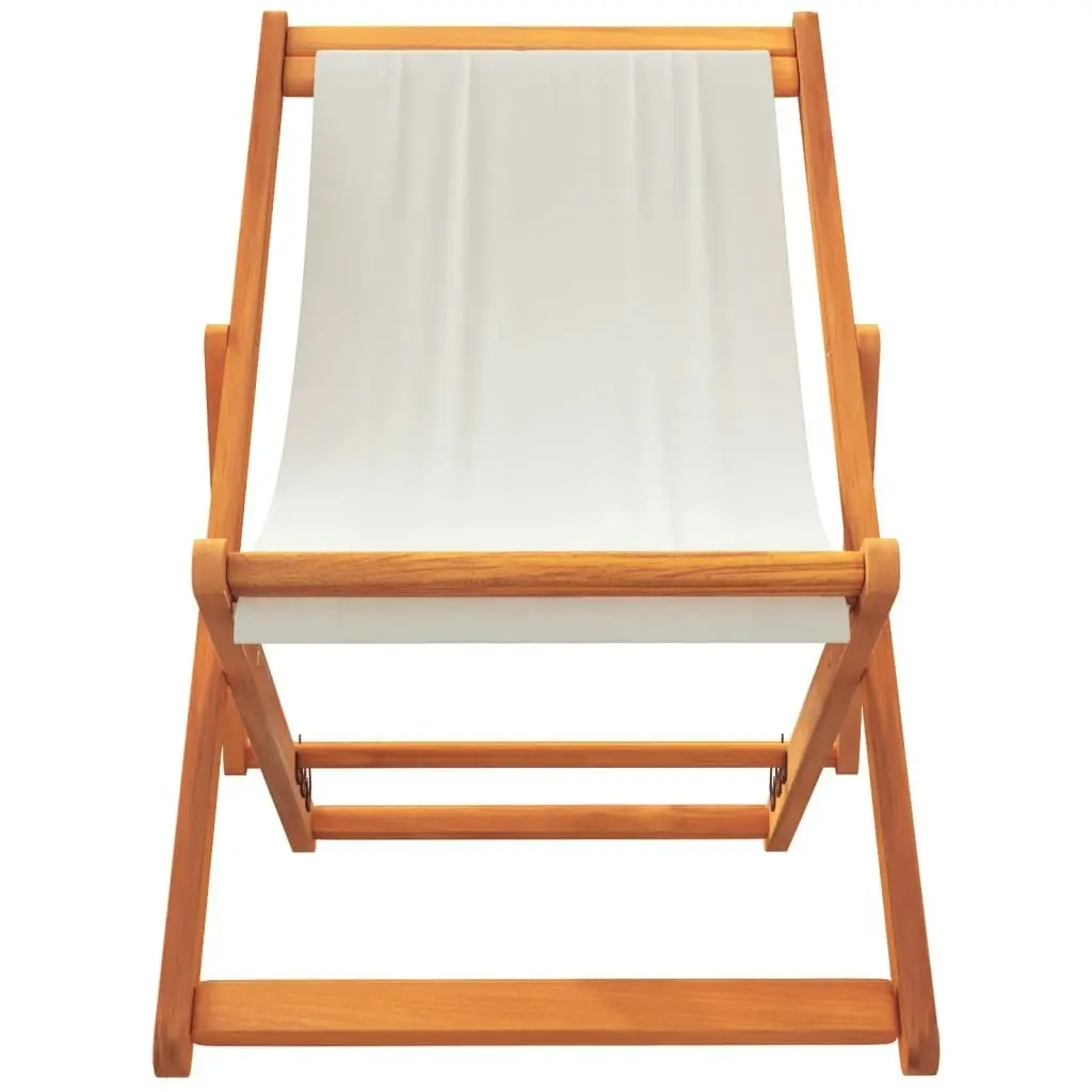 Folding Beach Chairs 2 pcs Cream White Fabric 3214495