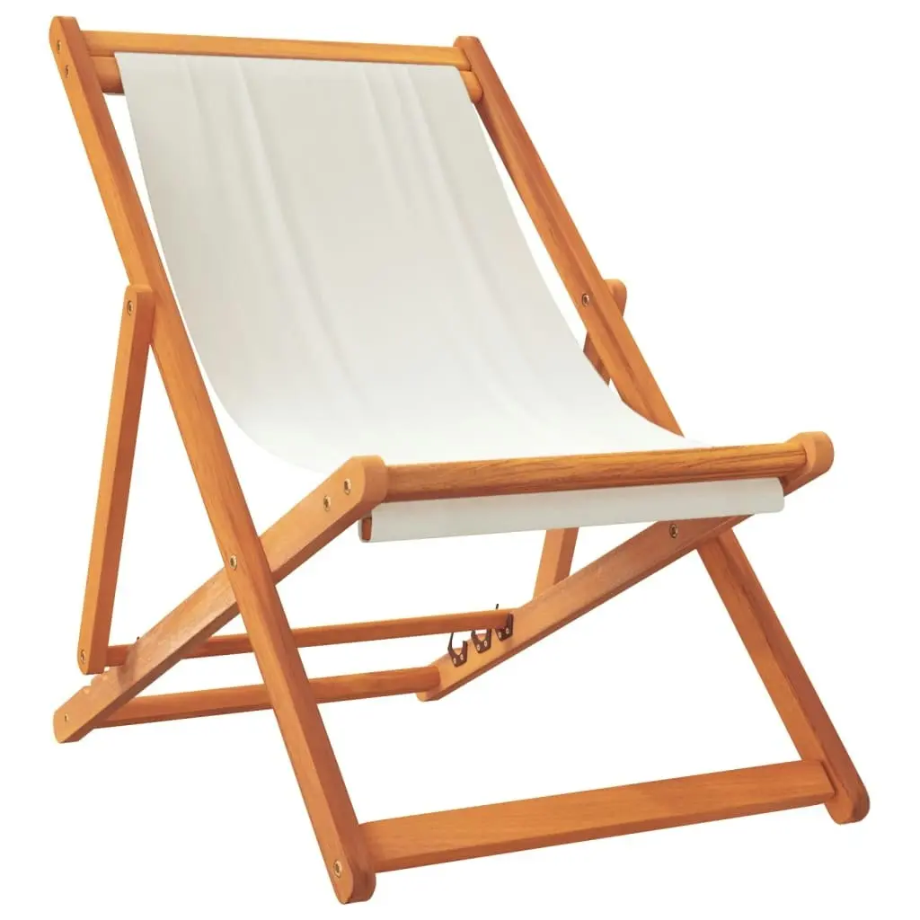 Folding Beach Chairs 2 pcs Cream White Fabric 3214495