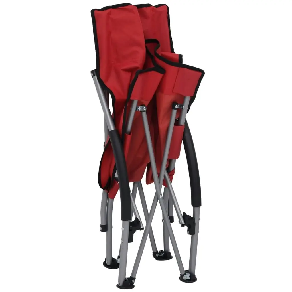 Folding Beach Chairs 2 pcs Red Fabric 312490