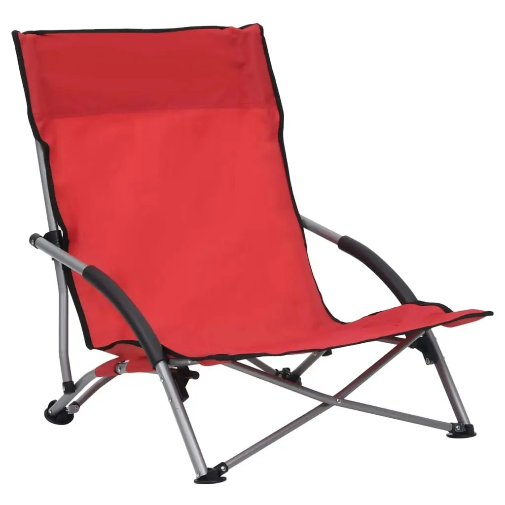 Folding Beach Chairs 2 pcs Red Fabric 312490