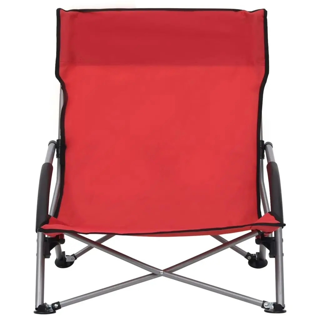 Folding Beach Chairs 2 pcs Red Fabric 312490