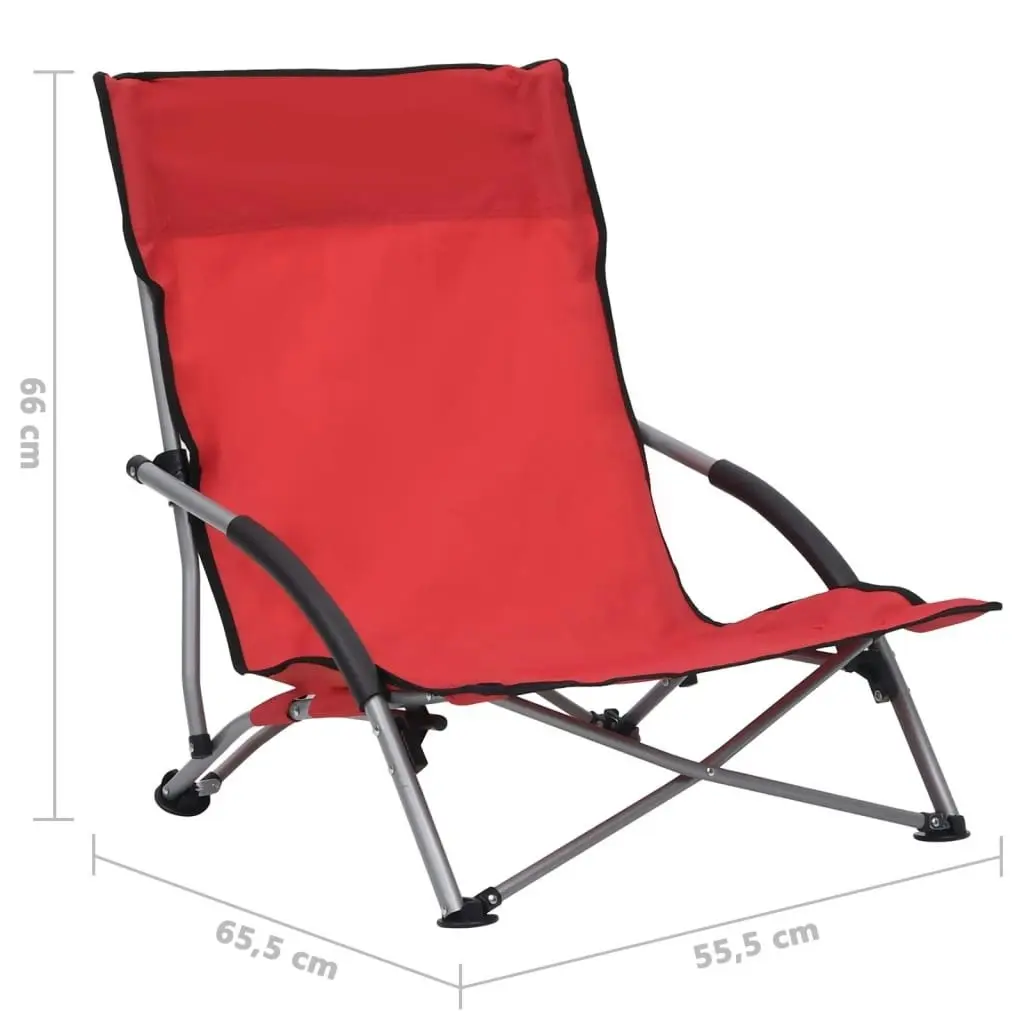 Folding Beach Chairs 2 pcs Red Fabric 312490