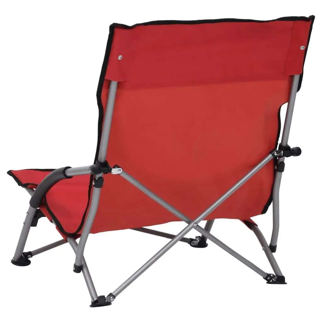 Folding Beach Chairs 2 pcs Red Fabric 312490