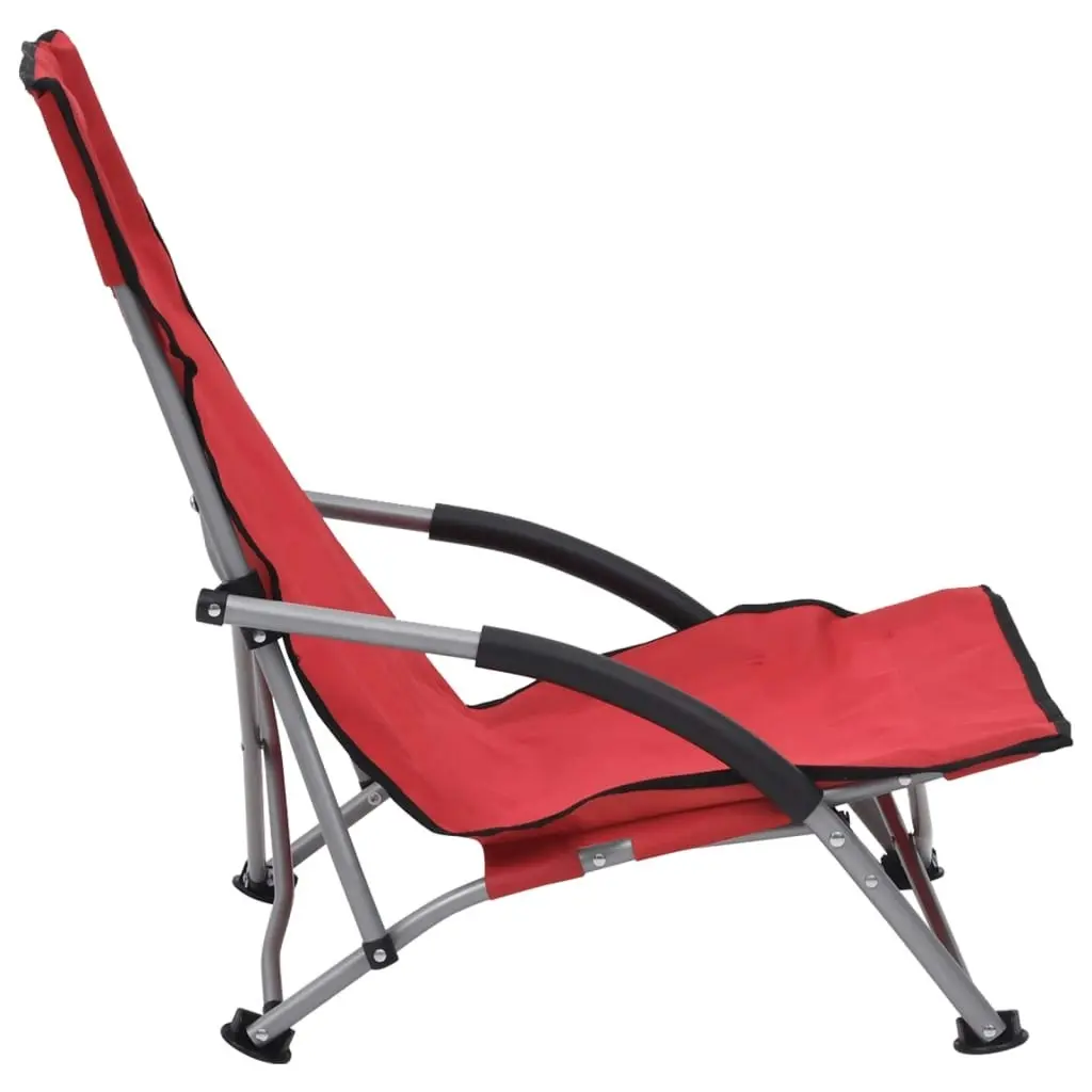 Folding Beach Chairs 2 pcs Red Fabric 312490