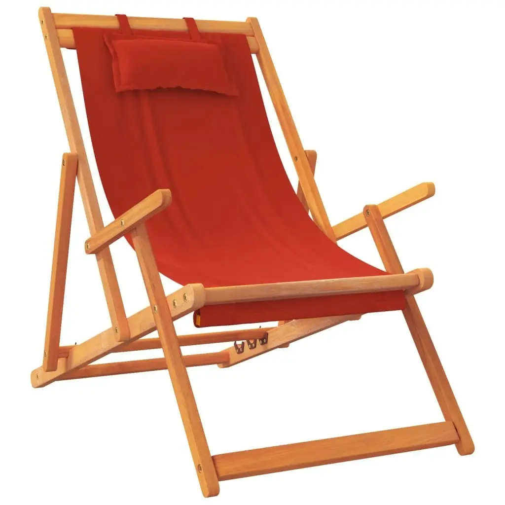 Folding Beach Chairs 2 pcs Red Fabric 3214480