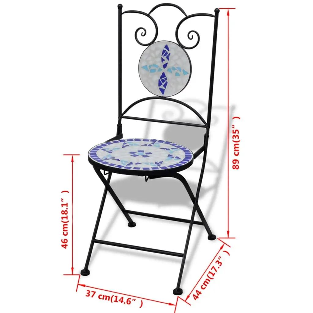 Folding Bistro Chairs 2 pcs Ceramic Blue and White 41531