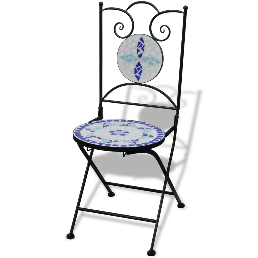 Folding Bistro Chairs 2 pcs Ceramic Blue and White 41531