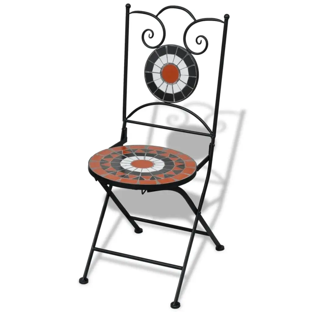 Folding Bistro Chairs 2 pcs Ceramic Terracotta and White 41535