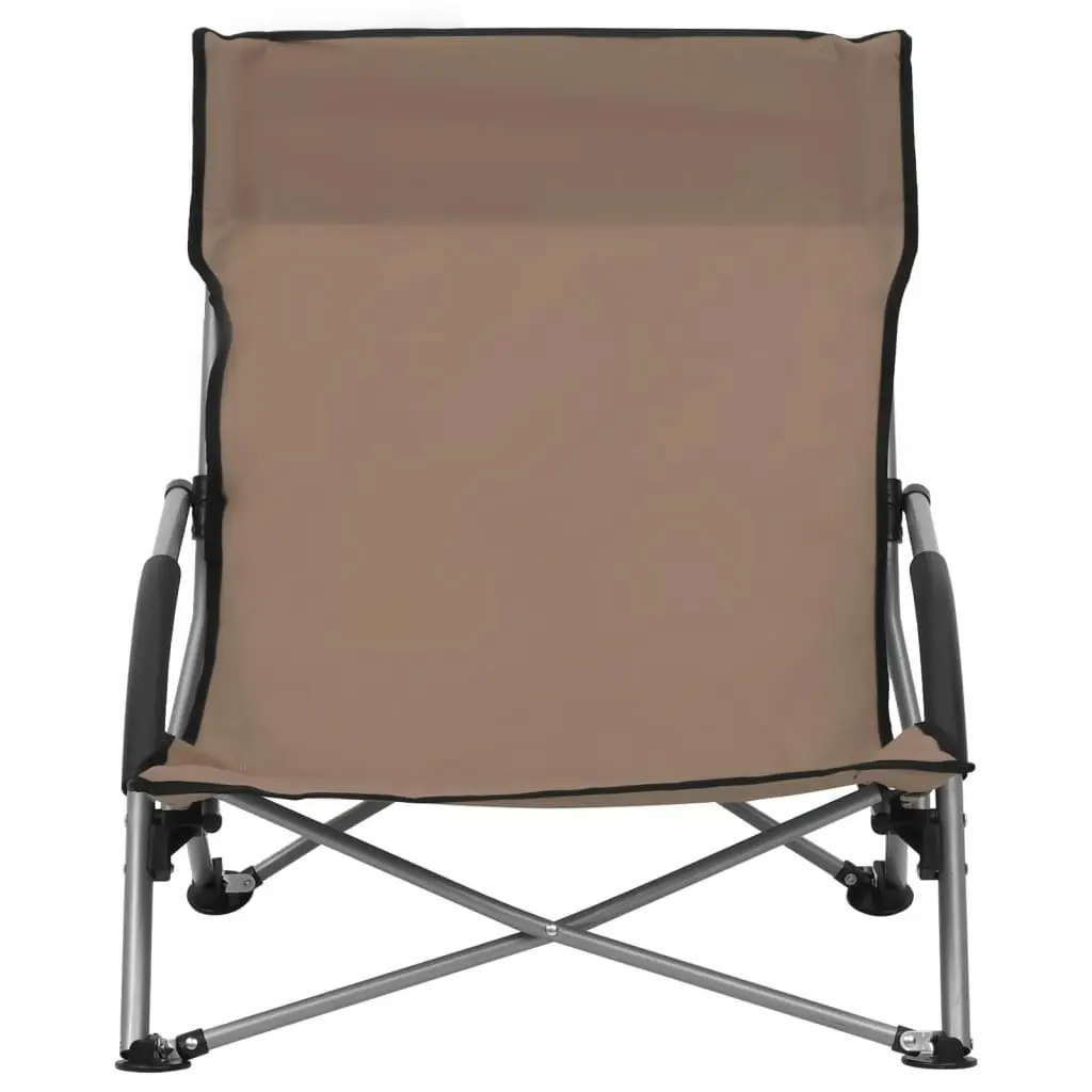 Folding Beach Chairs 2 pcs Taupe Fabric 312492