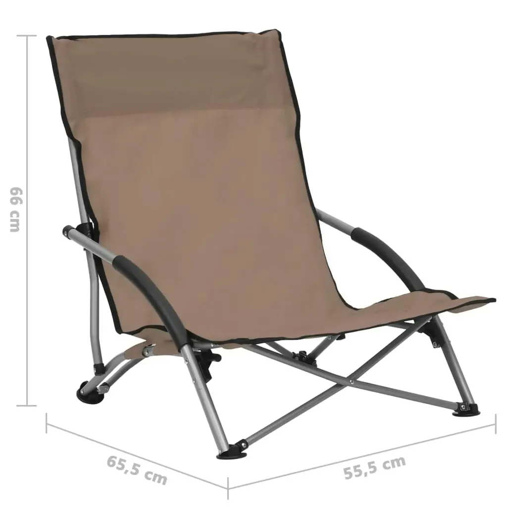 Folding Beach Chairs 2 pcs Taupe Fabric 312492