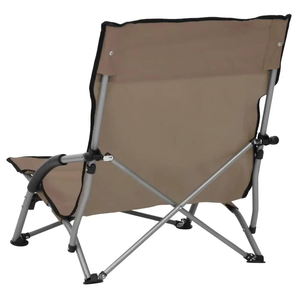 Folding Beach Chairs 2 pcs Taupe Fabric 312492