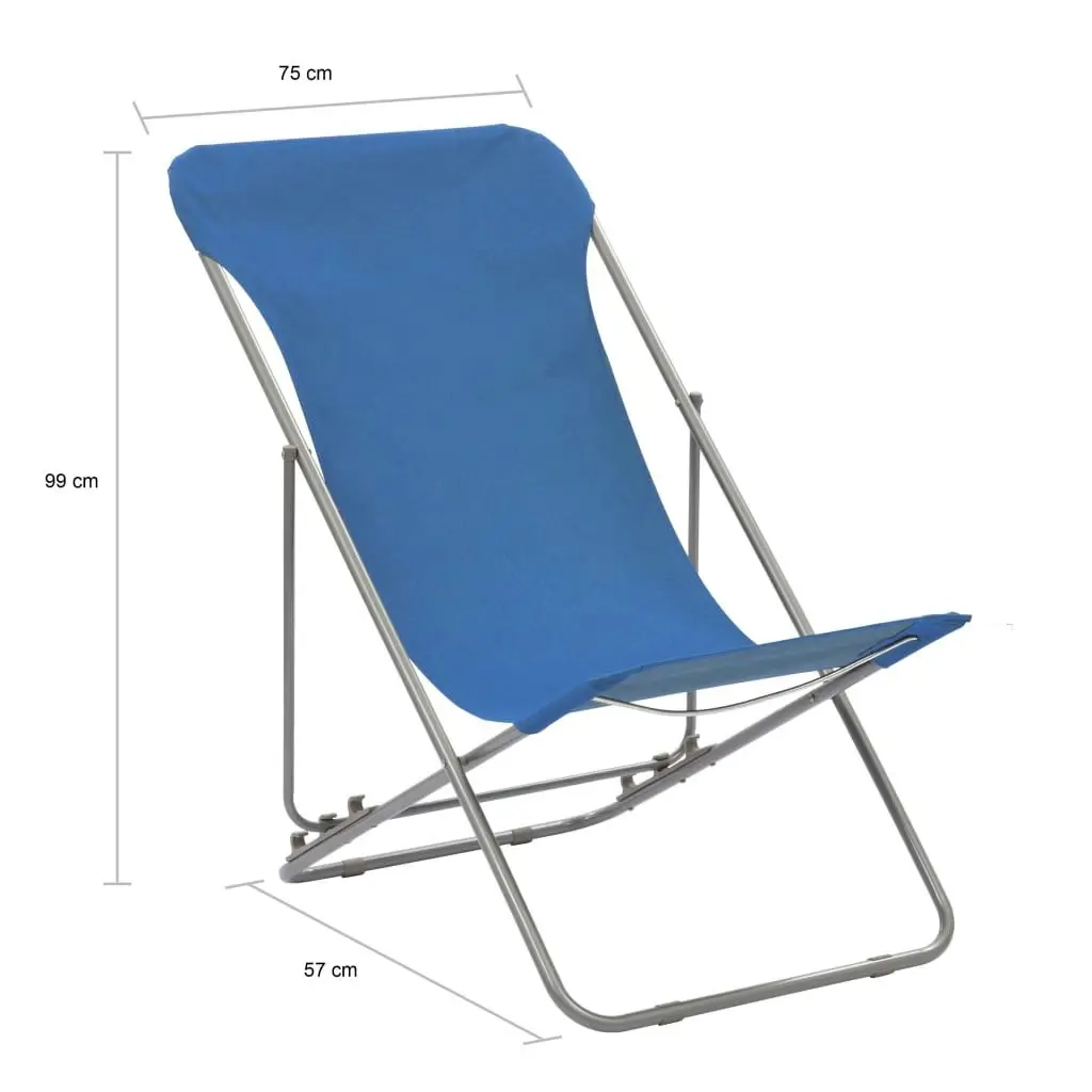 Folding Beach Chairs 2 pcs Steel and Oxford Fabric Blue 44358