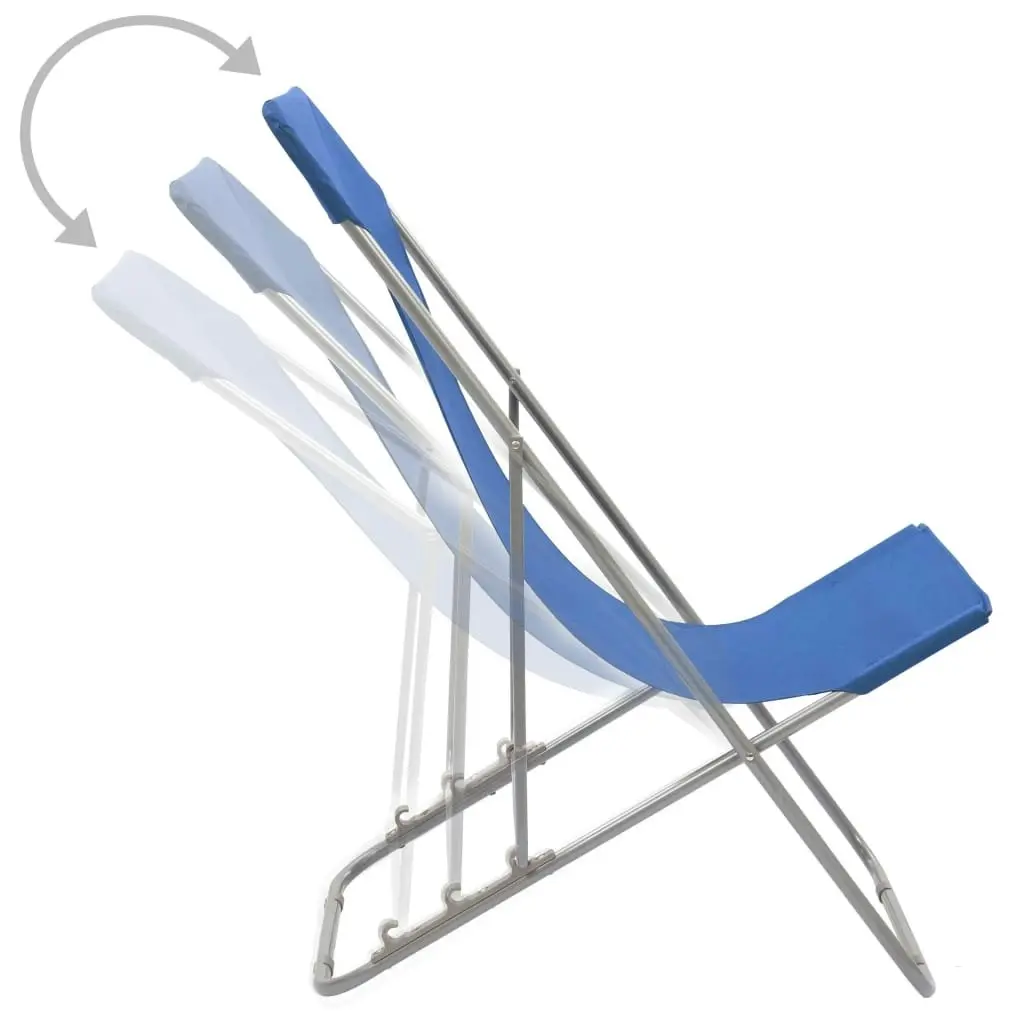 Folding Beach Chairs 2 pcs Steel and Oxford Fabric Blue 44358