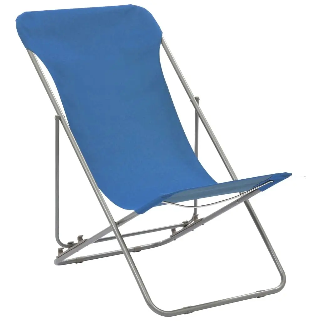 Folding Beach Chairs 2 pcs Steel and Oxford Fabric Blue 44358