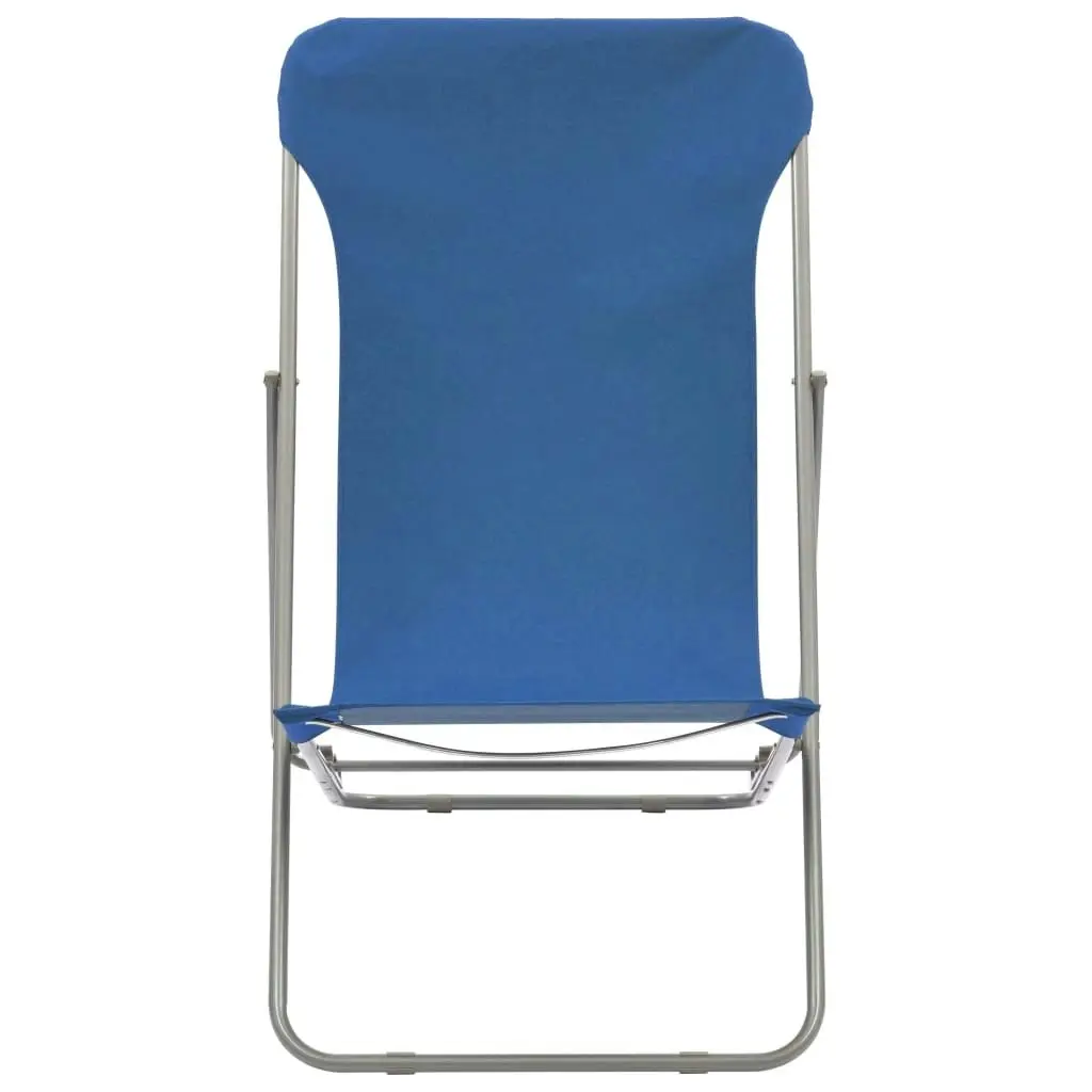 Folding Beach Chairs 2 pcs Steel and Oxford Fabric Blue 44358