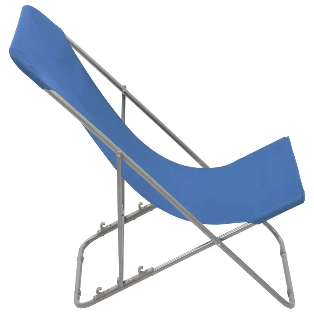 Folding Beach Chairs 2 pcs Steel and Oxford Fabric Blue 44358