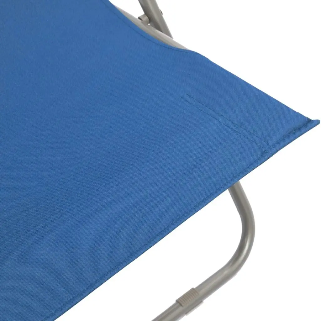 Folding Beach Chairs 2 pcs Steel and Oxford Fabric Blue 44358