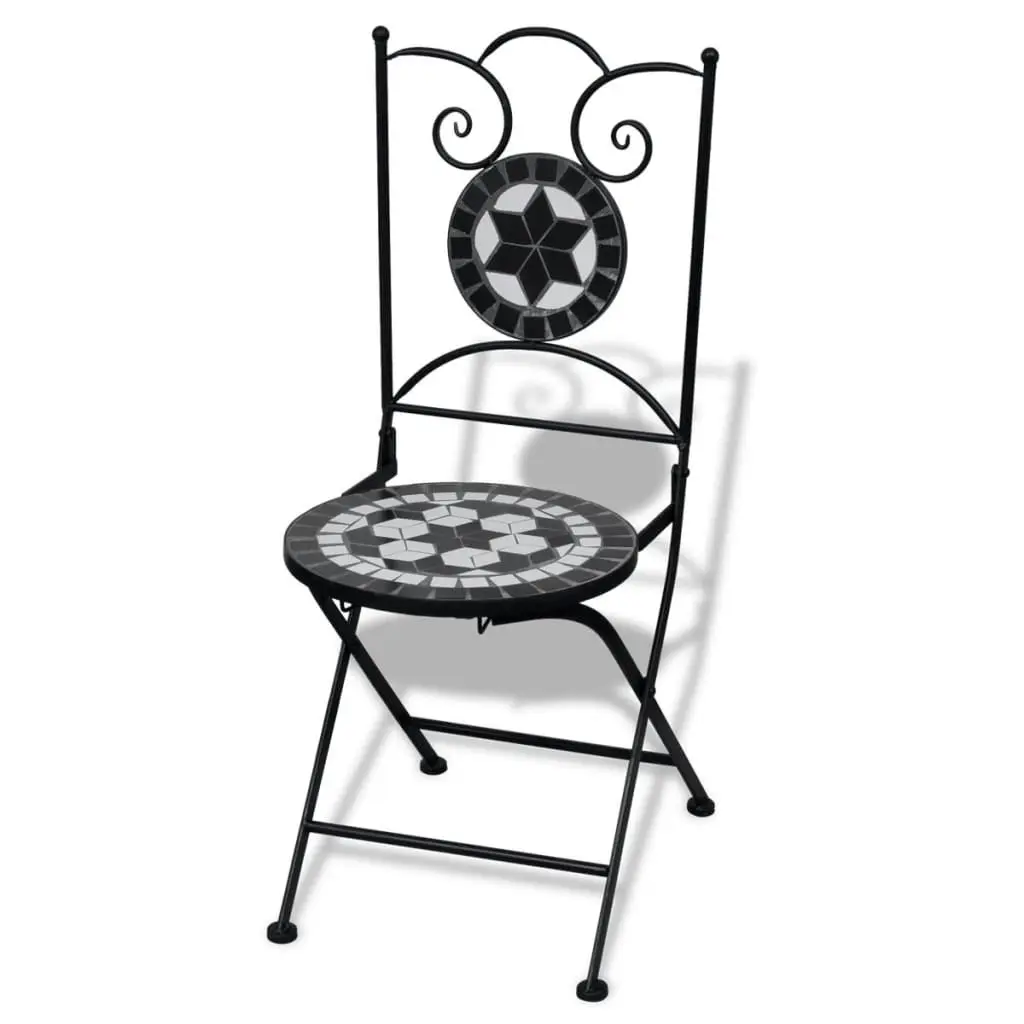 Folding Bistro Chairs 2 pcs Ceramic Black and White 41533