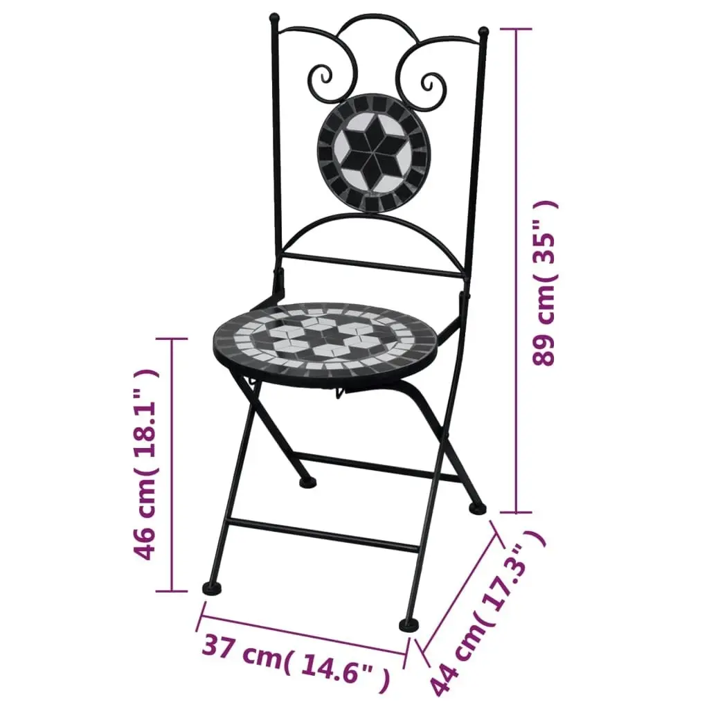 Folding Bistro Chairs 2 pcs Ceramic Black and White 41533