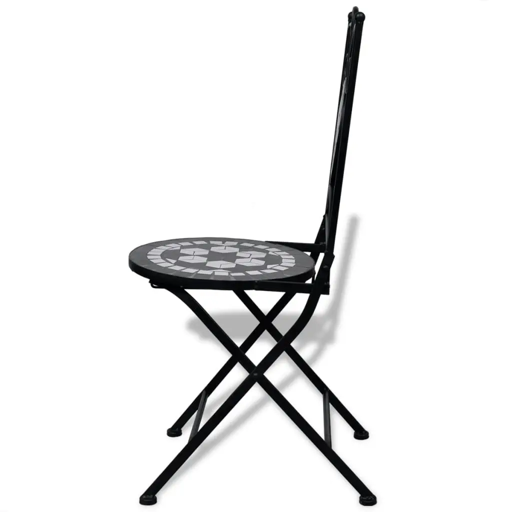 Folding Bistro Chairs 2 pcs Ceramic Black and White 41533