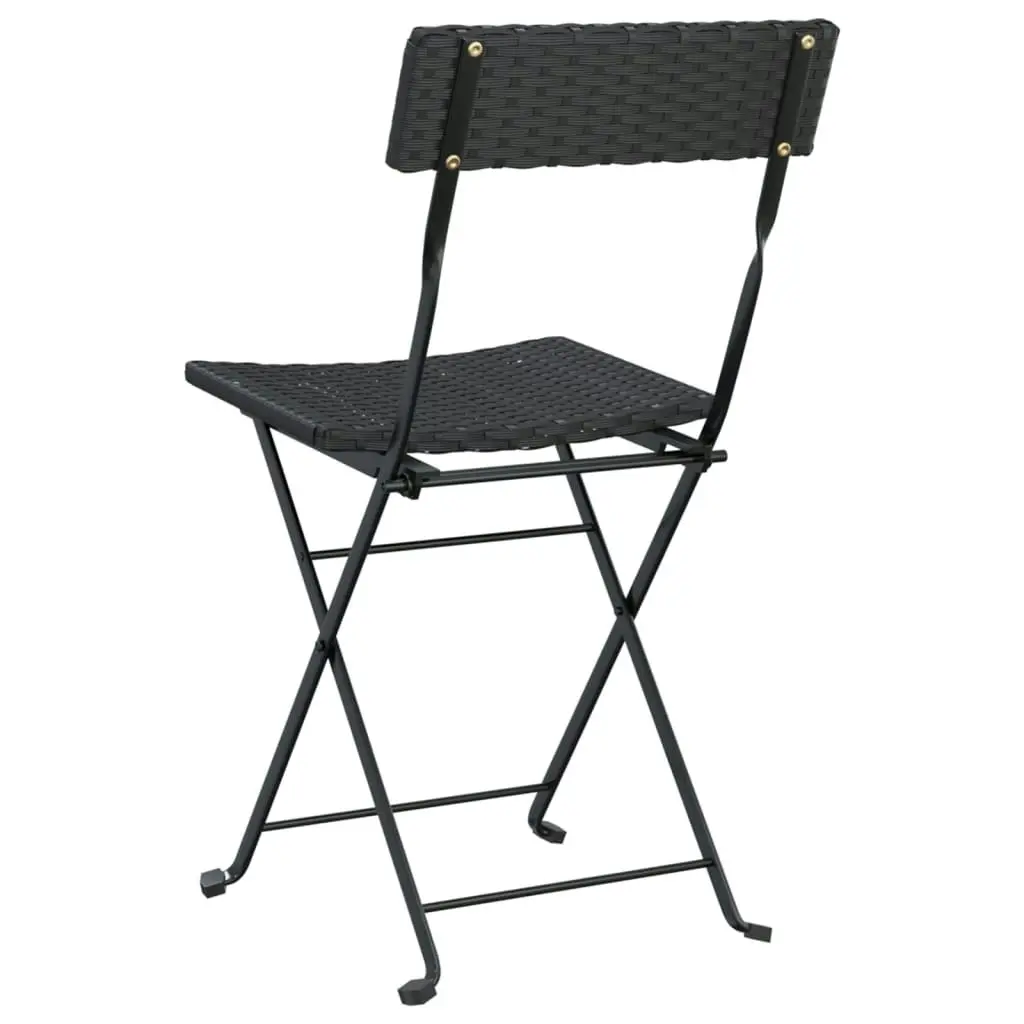 Folding Bistro Chairs 2 pcs Black Poly Rattan and Steel 319986