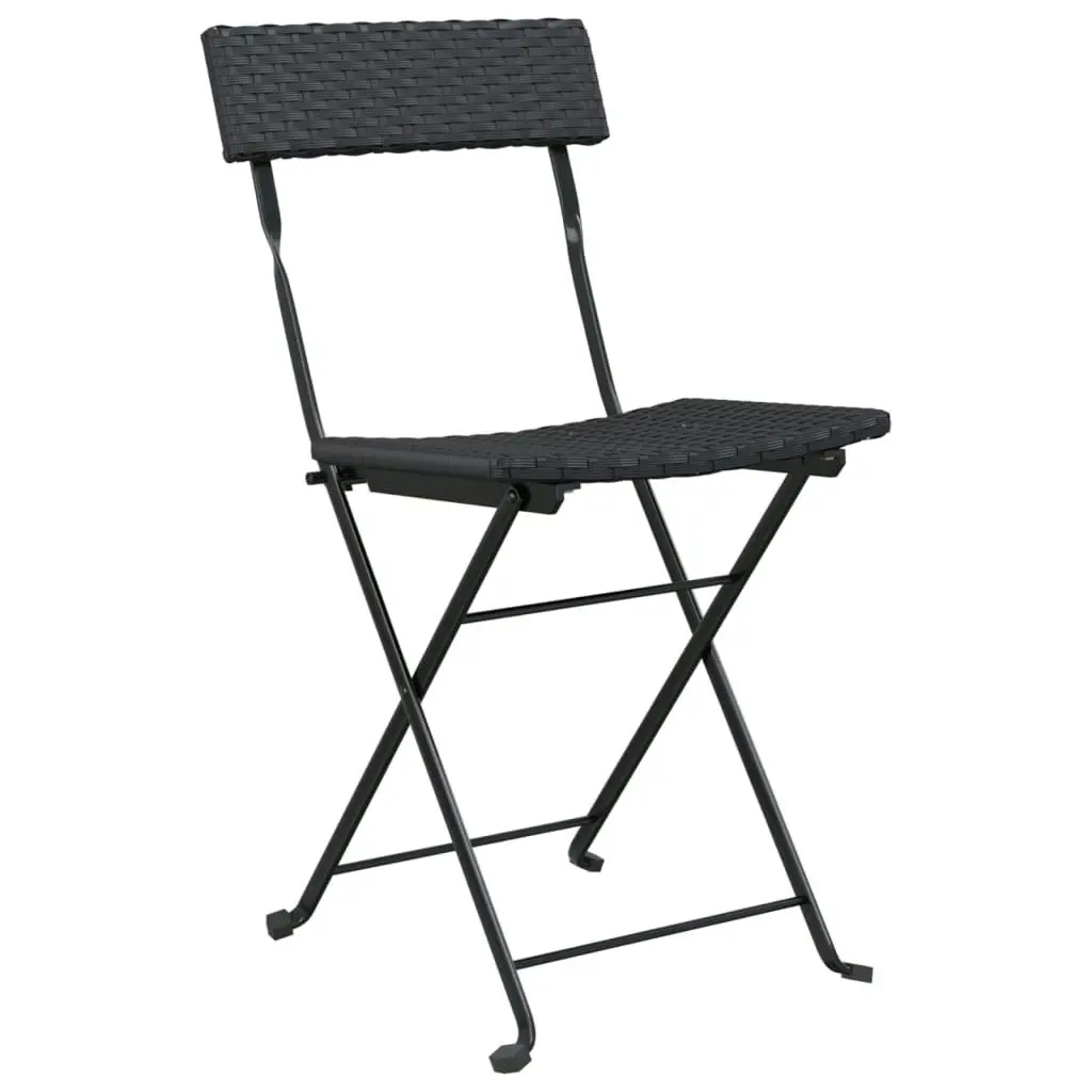 Folding Bistro Chairs 2 pcs Black Poly Rattan and Steel 319986