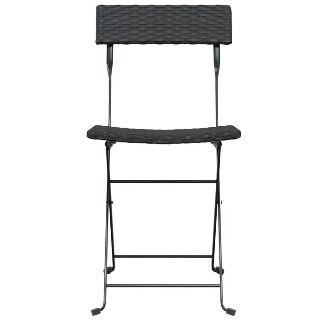 Folding Bistro Chairs 2 pcs Black Poly Rattan and Steel 319986