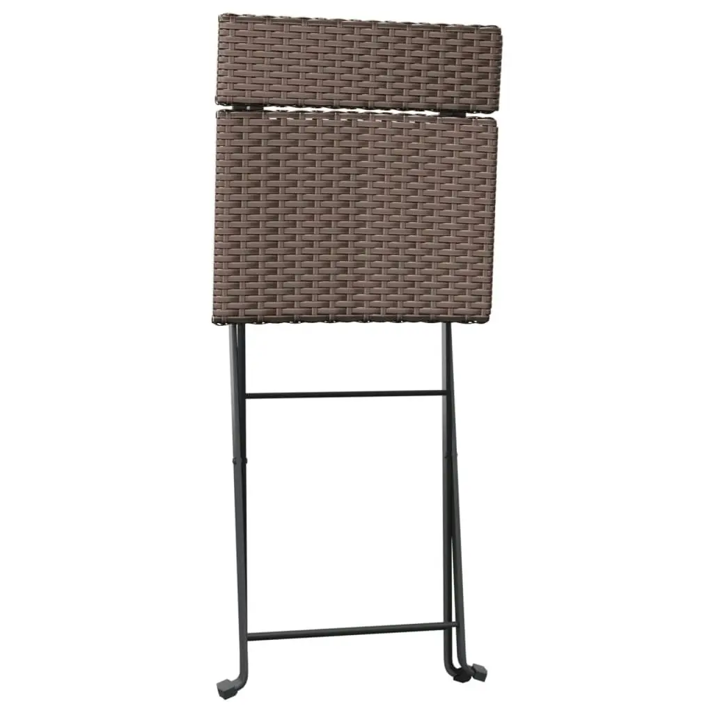 Folding Bistro Chairs 2 pcs Brown Poly Rattan and Steel 319987