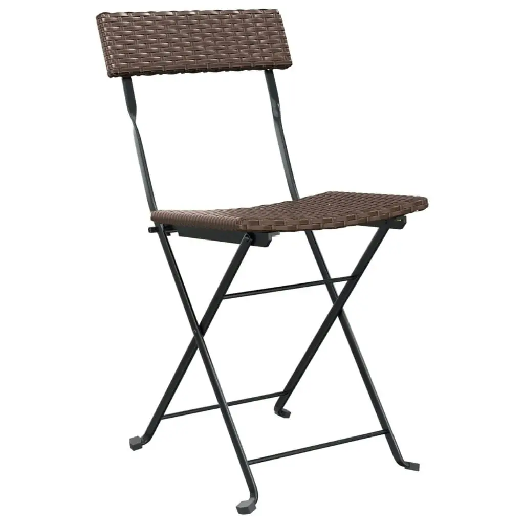 Folding Bistro Chairs 2 pcs Brown Poly Rattan and Steel 319987