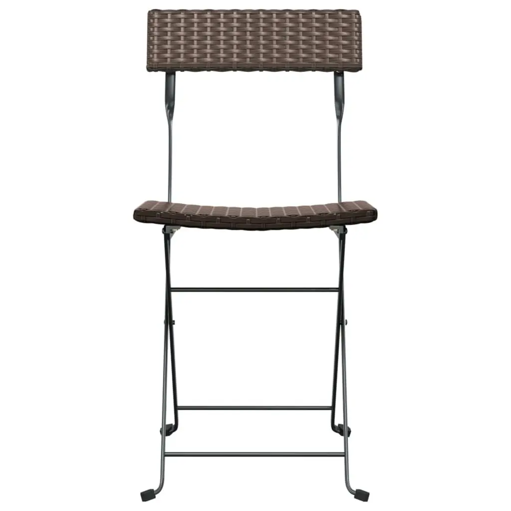 Folding Bistro Chairs 2 pcs Brown Poly Rattan and Steel 319987