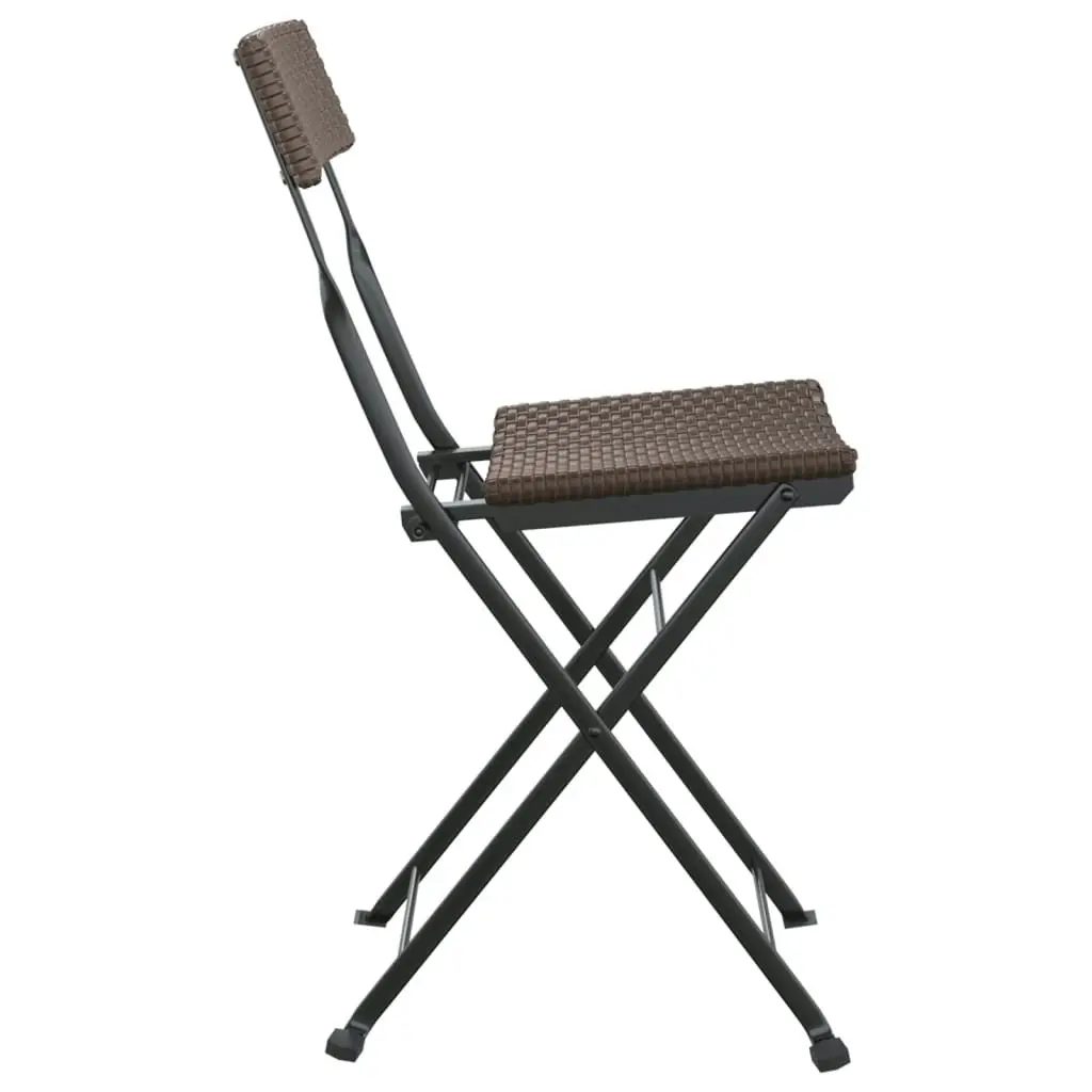 Folding Bistro Chairs 2 pcs Brown Poly Rattan and Steel 319987