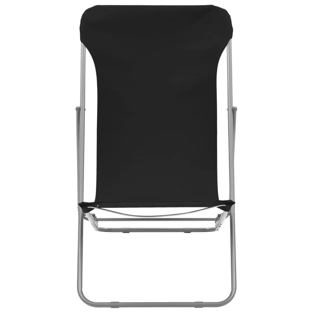 Folding Beach Chairs 2 pcs Steel and Oxford Fabric Black 44359