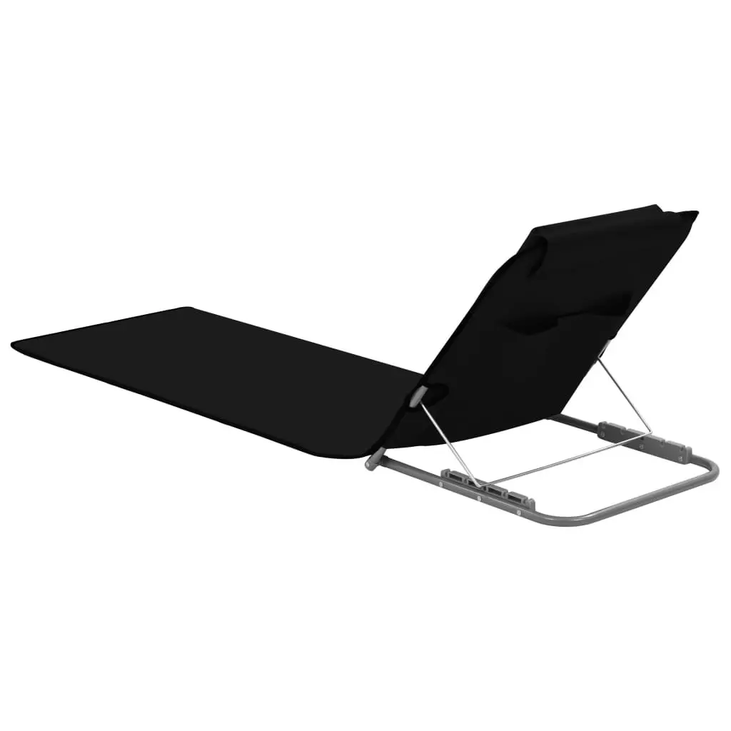 Folding Beach Mats 2 pcs Steel and Fabric Black 44328