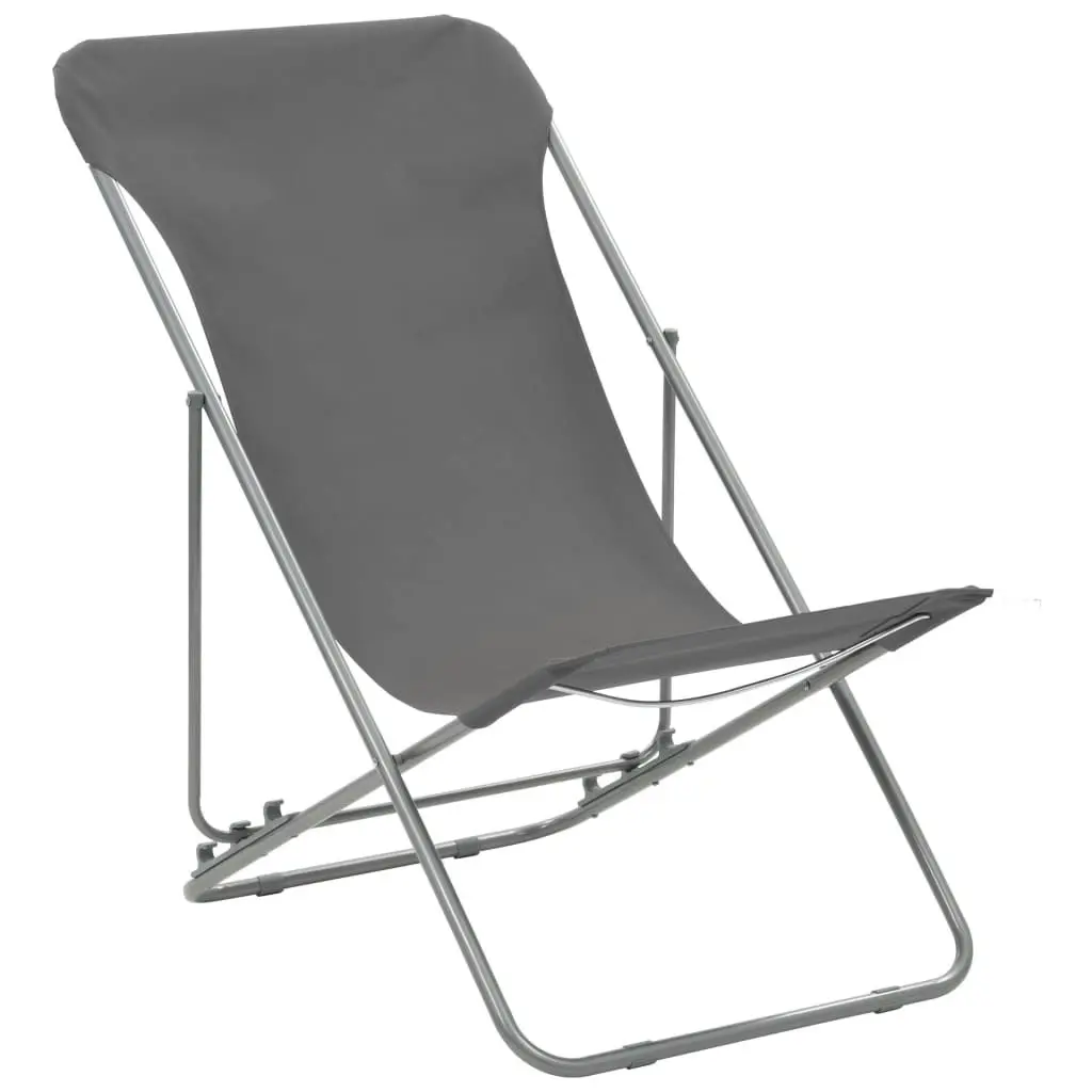 Folding Beach Chairs 2 pcs Steel and Oxford Fabric Grey 44361