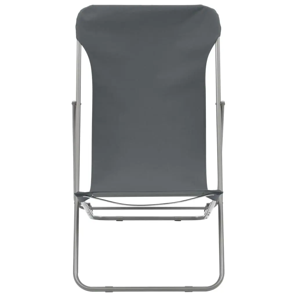 Folding Beach Chairs 2 pcs Steel and Oxford Fabric Grey 44361