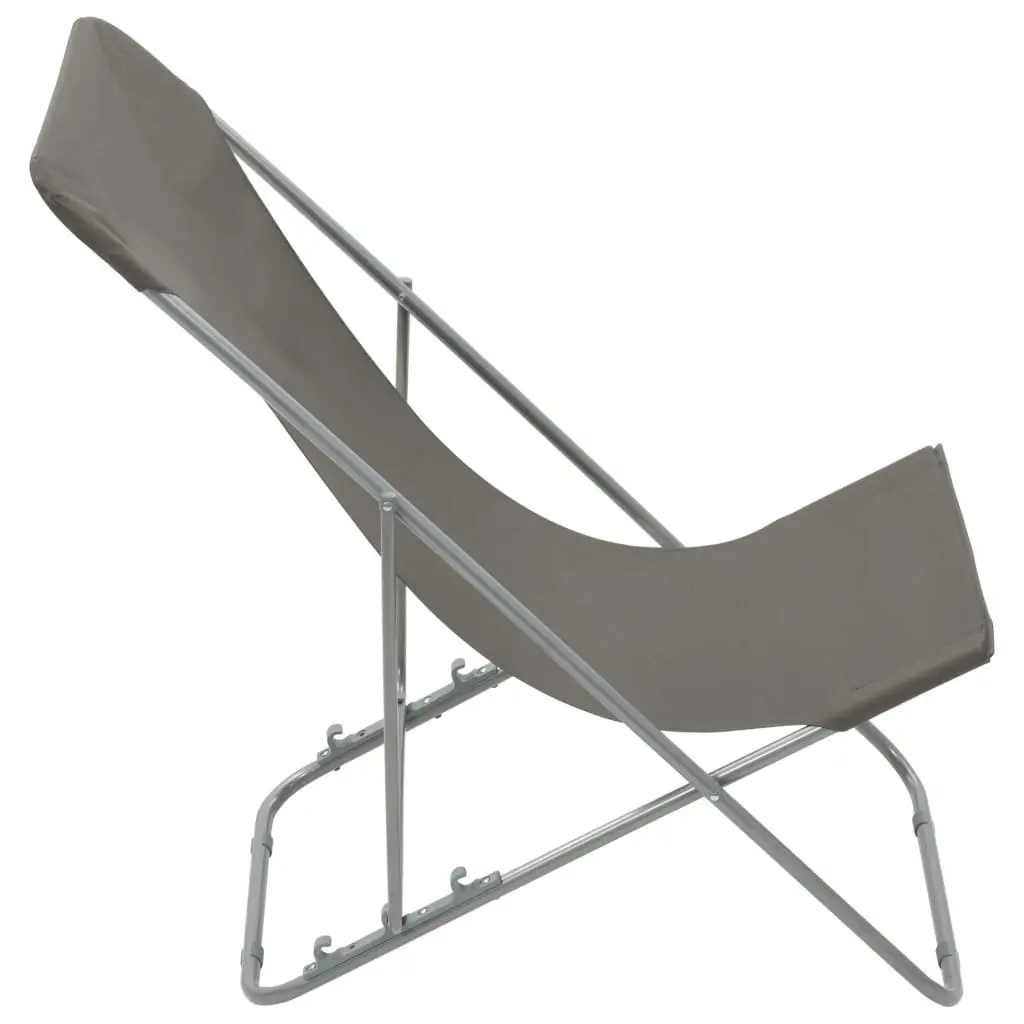 Folding Beach Chairs 2 pcs Steel and Oxford Fabric Grey 44361