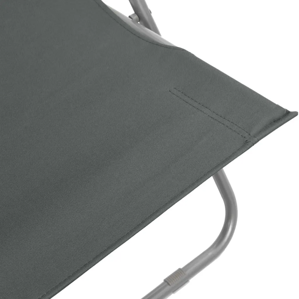 Folding Beach Chairs 2 pcs Steel and Oxford Fabric Grey 44361