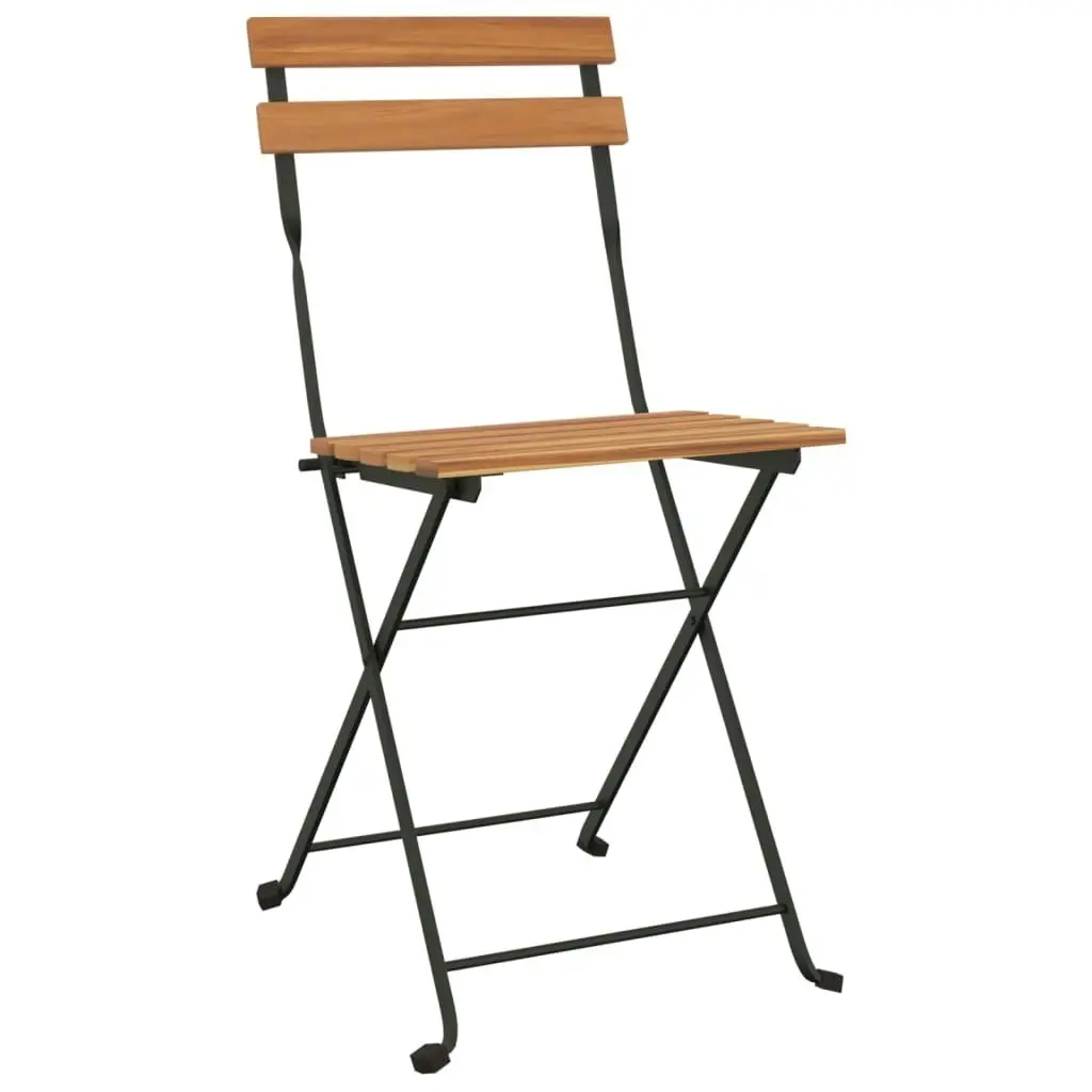 Folding Bistro Chairs 2 pcs Solid Wood Teak and Steel 319979