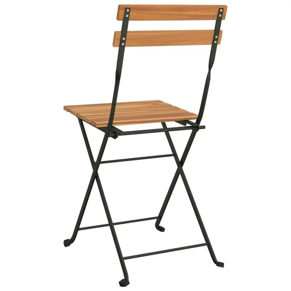 Folding Bistro Chairs 2 pcs Solid Wood Teak and Steel 319979