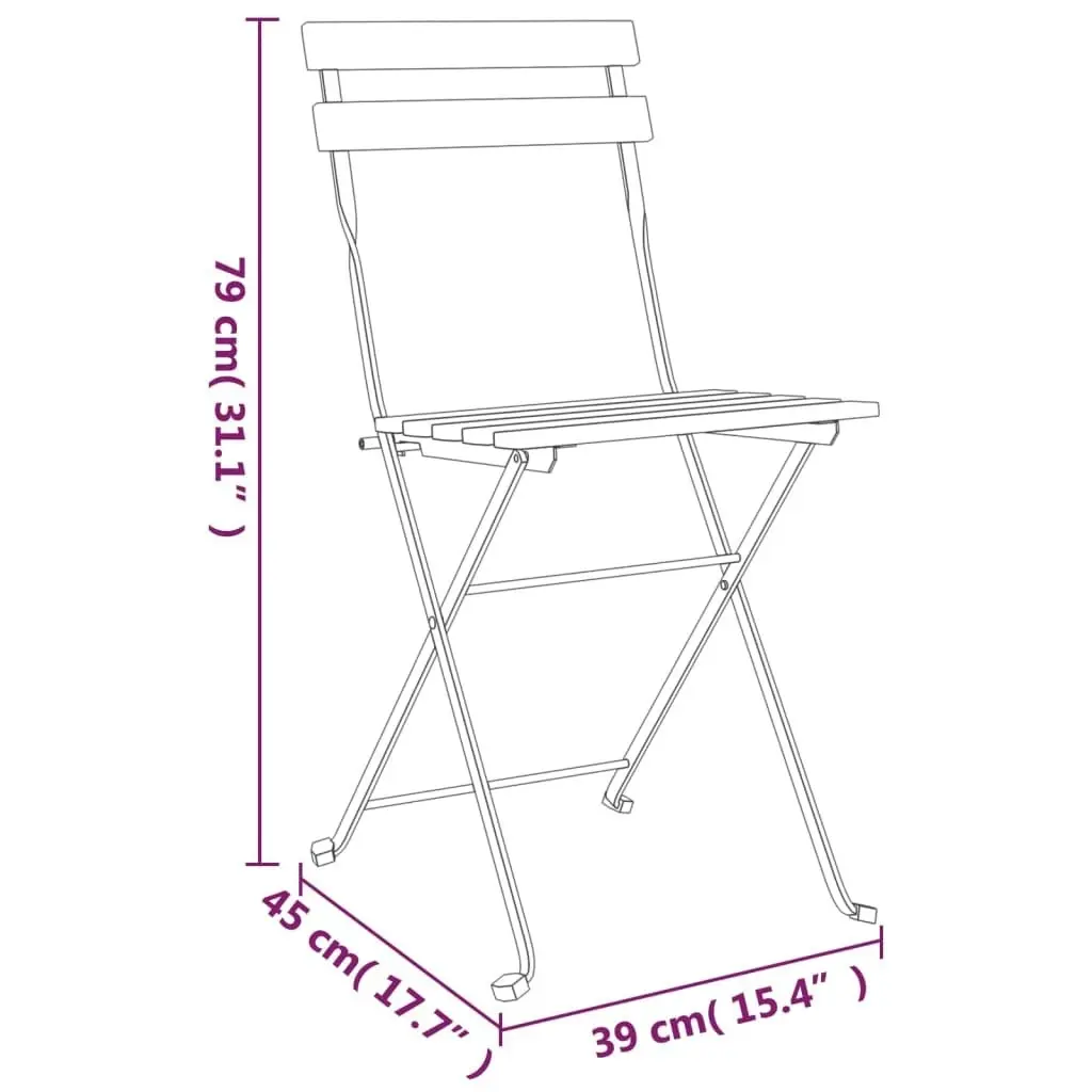 Folding Bistro Chairs 2 pcs Solid Wood Teak and Steel 319979