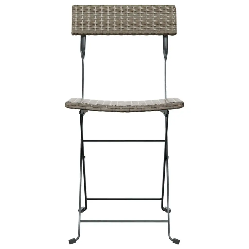 Folding Bistro Chairs 2 pcs Grey Poly Rattan and Steel 319988