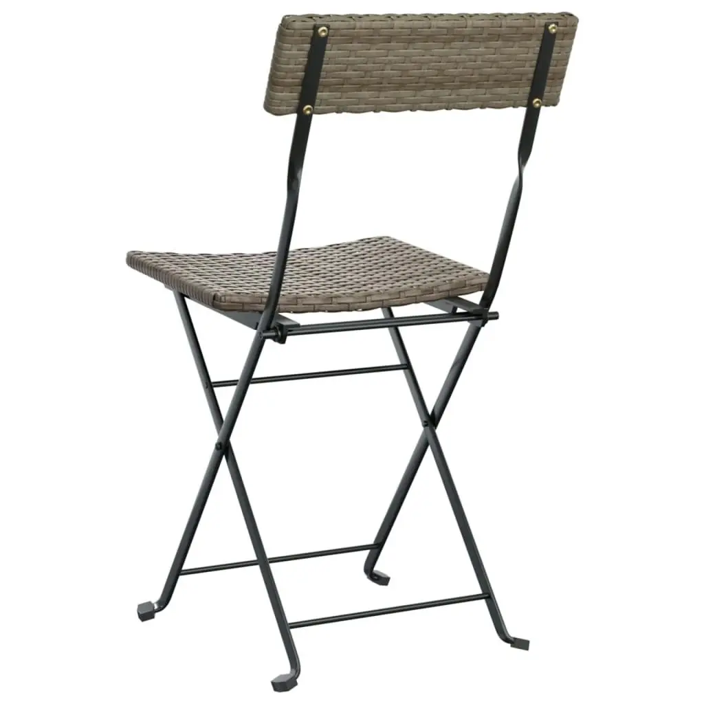 Folding Bistro Chairs 2 pcs Grey Poly Rattan and Steel 319988