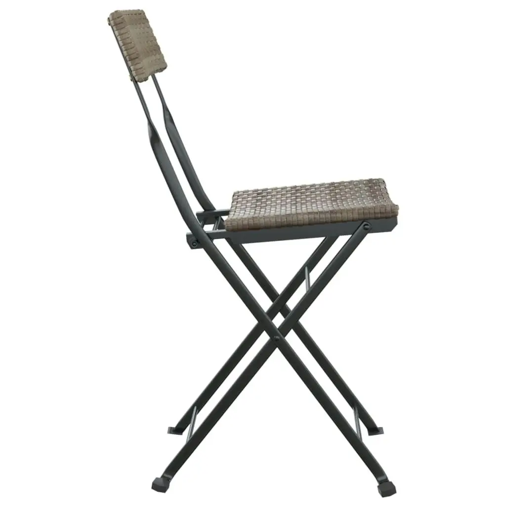 Folding Bistro Chairs 2 pcs Grey Poly Rattan and Steel 319988