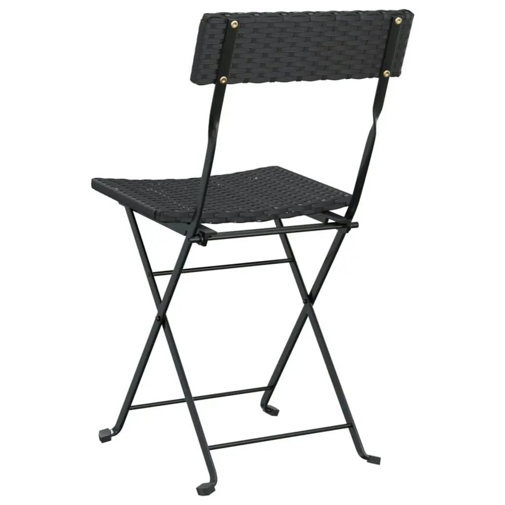 Folding Bistro Chairs 4 pcs Black Poly Rattan and Steel 3152112